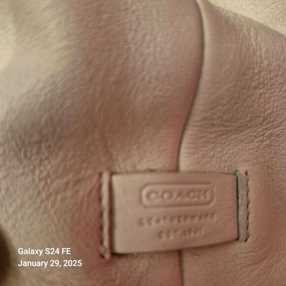 HTF Coach Hampton Handbag Satchel Purse Bone Thick Leather Silver # 7581 EUC - Picture 5 of 9